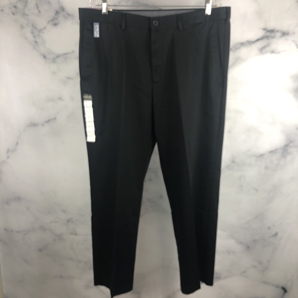 Men's Haggar Clothing Pro Men's Straight Fit Black Dress Pants Size 38x29